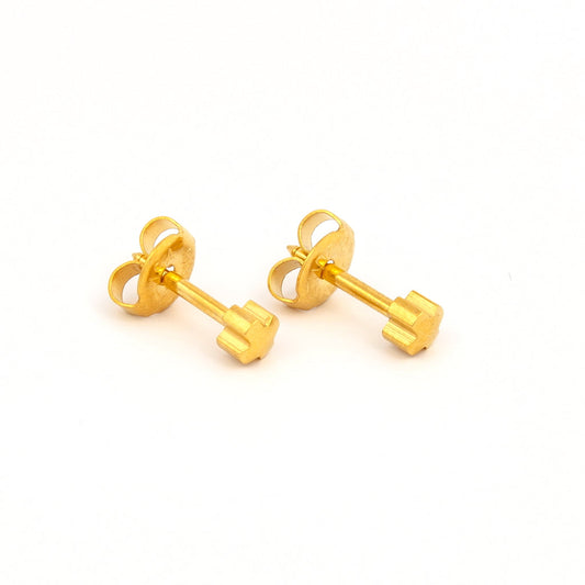 Cross Universal Flatpack Piercing Studs - Gold Plated - Regular Adaptor