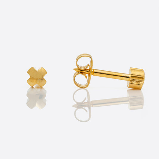 Cross Universal Flatpack Piercing Studs - Gold Plated - Regular Adaptor