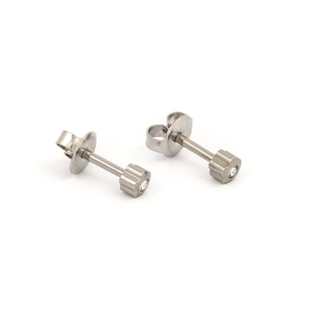 Flowerlite Crystal Universal Flatpack Piercing Studs - Stainless Steel - Regular Adaptor