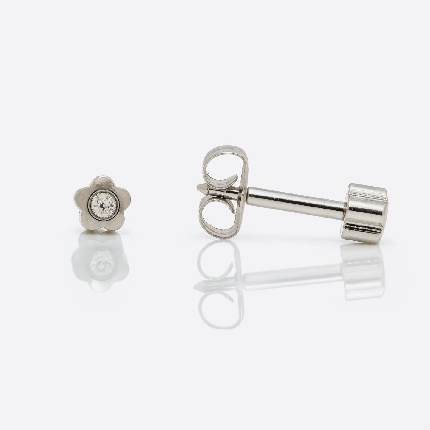 Flowerlite Crystal Universal Flatpack Piercing Studs - Stainless Steel - Regular Adaptor