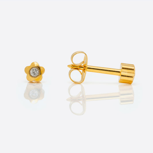 Flowerlite Crystal Universal Flatpack Piercing Studs - Gold Plated - Regular Adaptor