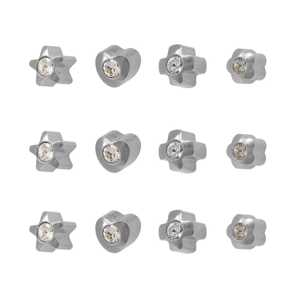 Shapelite Crystal Universal Flatpack Piercing Studs (Assorted Dozen)