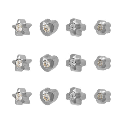 Shapelite Crystal Universal Flatpack Piercing Studs (Assorted Dozen)