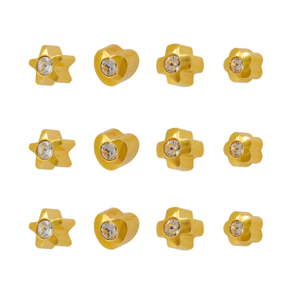 Shapelite Crystal Universal Flatpack Piercing Studs (Assorted Dozen)