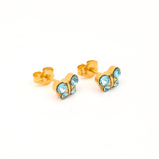 Sensitive Puff Pad Fashion - Butterfly - March Aquamarine Crystal - Gold Plated