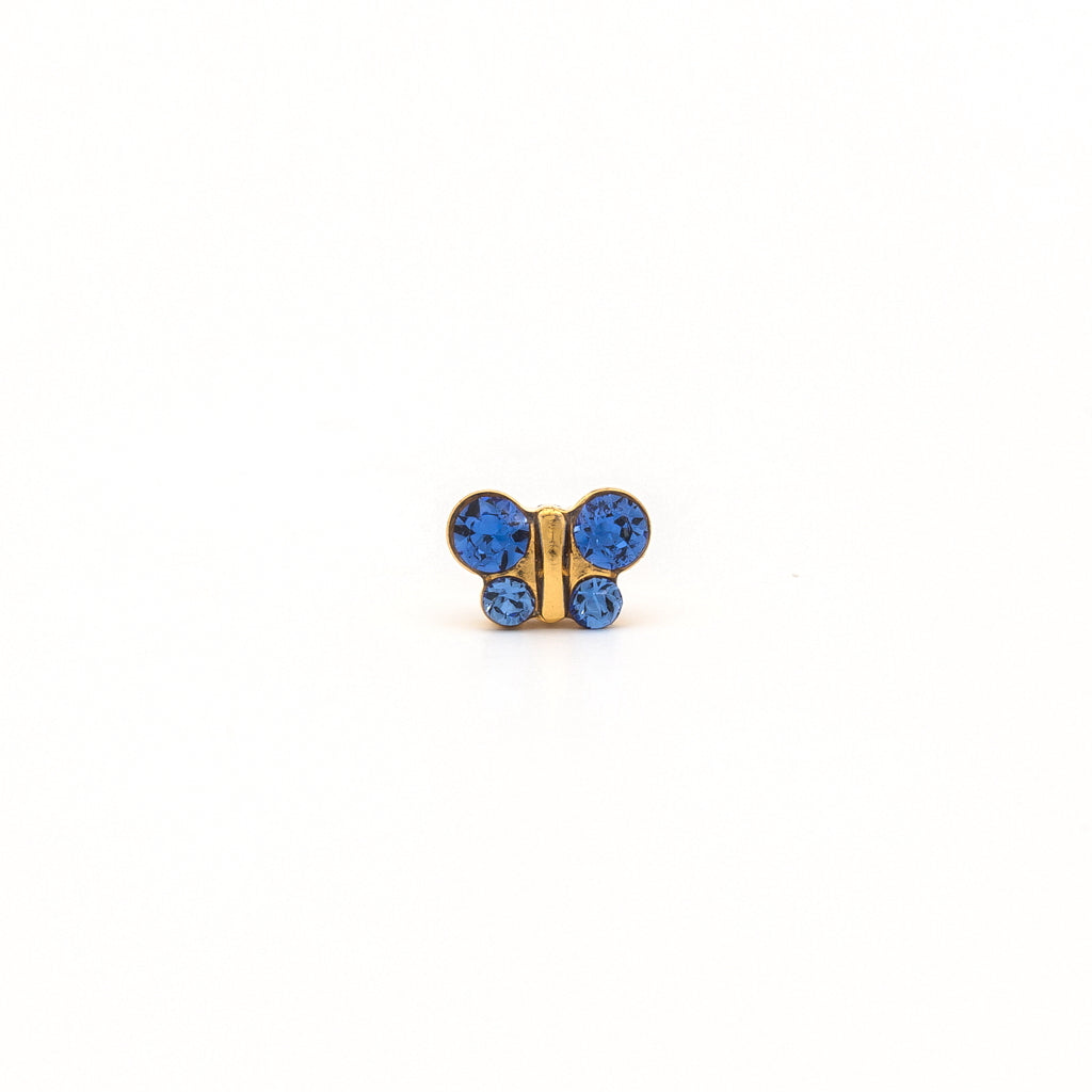 Sensitive Puff Pad Fashion - Butterfly - September Sapphire Crystal - Gold Plated