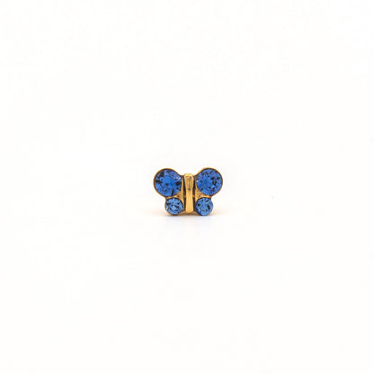 Sensitive Puff Pad Fashion - Butterfly - September Sapphire Crystal - Gold Plated