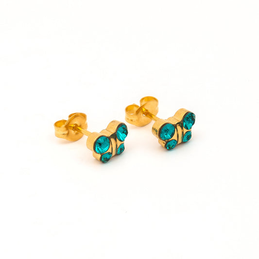 Sensitive Puff Pad Fashion - Butterfly - December Blue Zircon - Gold Plated