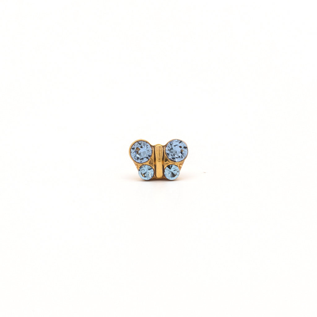 Sensitive Puff Pad Fashion - Butterfly - Light Sapphire Crystal - Gold Plated