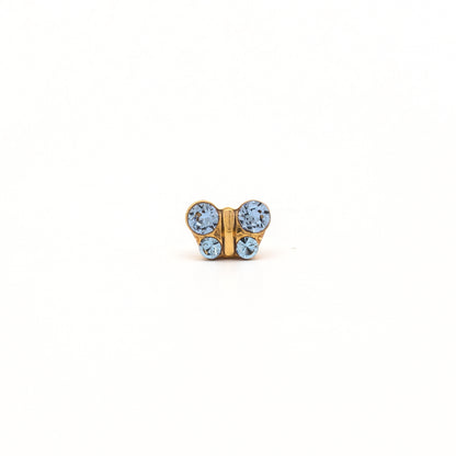 Sensitive Puff Pad Fashion - Butterfly - Light Sapphire Crystal - Gold Plated