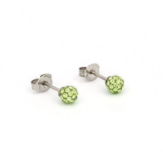 Sensitive Puff Pad Fashion - Fireball - 4.5mm - August Peridot Crystal - Stainless Steel