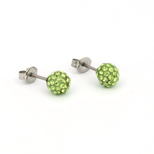 Sensitive Puff Pad Fashion - Fireball - 6mm - August Peridot Crystal - Stainless Steel