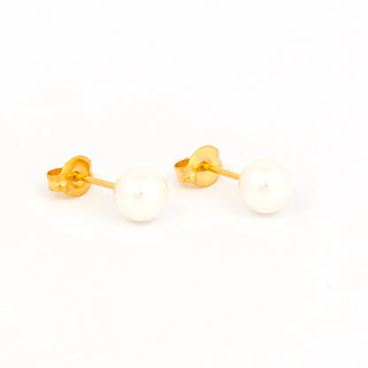 Sensitive Puff Pad Fashion - 6mm - White Pearl - Gold Plated