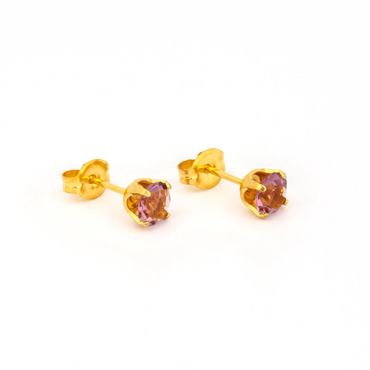 Sensitive Puff Pad Fashion - 5mm - June Alexandrite Crystal - Gold Plated