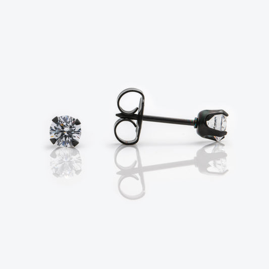 Prong-Set Black Stainless Steel System 75 Piercing Earrings