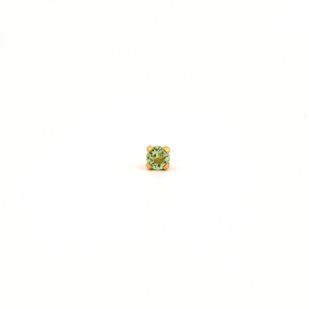 Tiny Tips Prong Set Crystal Studs - Peridot - 3mm - Gold Plated