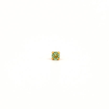 Tiny Tips Prong Set Crystal Studs - Peridot - 3mm - Gold Plated