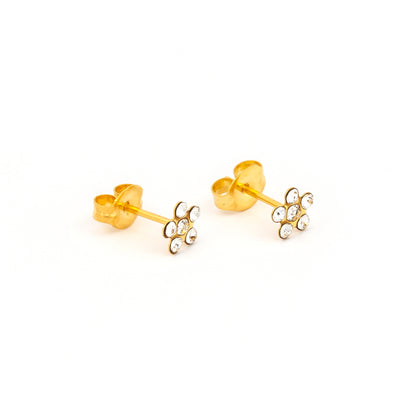 Tiny Tips Daisy Crystal Studs - April Crystal - Gold Plated