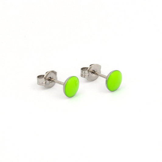 Tiny Tips Neon Button Studs - Neon Pink - Stainless Steel