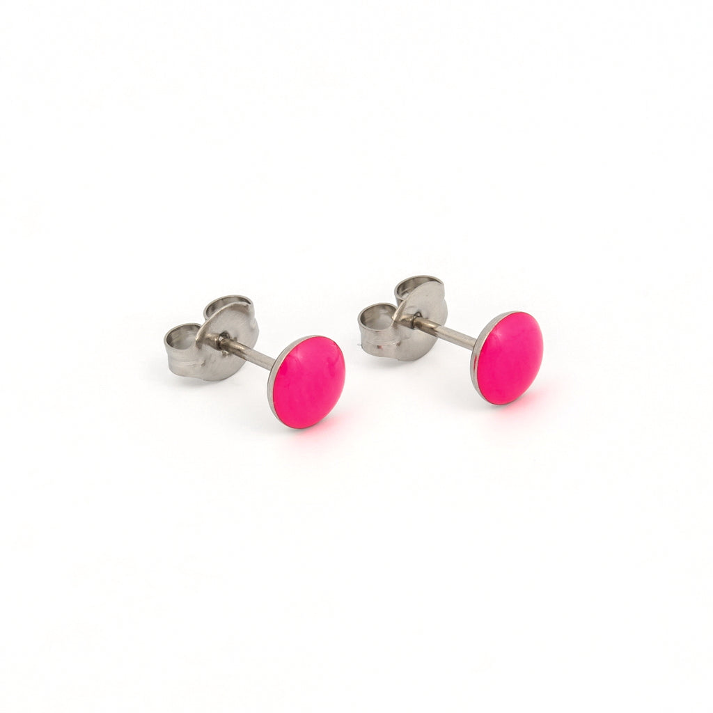 Tiny Tips Neon Button Studs - Neon Green - Stainless Steel