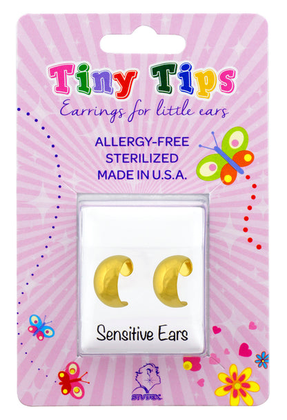 Tiny Tips J Smooth Hoop Studs - 3/8" - Gold Plated