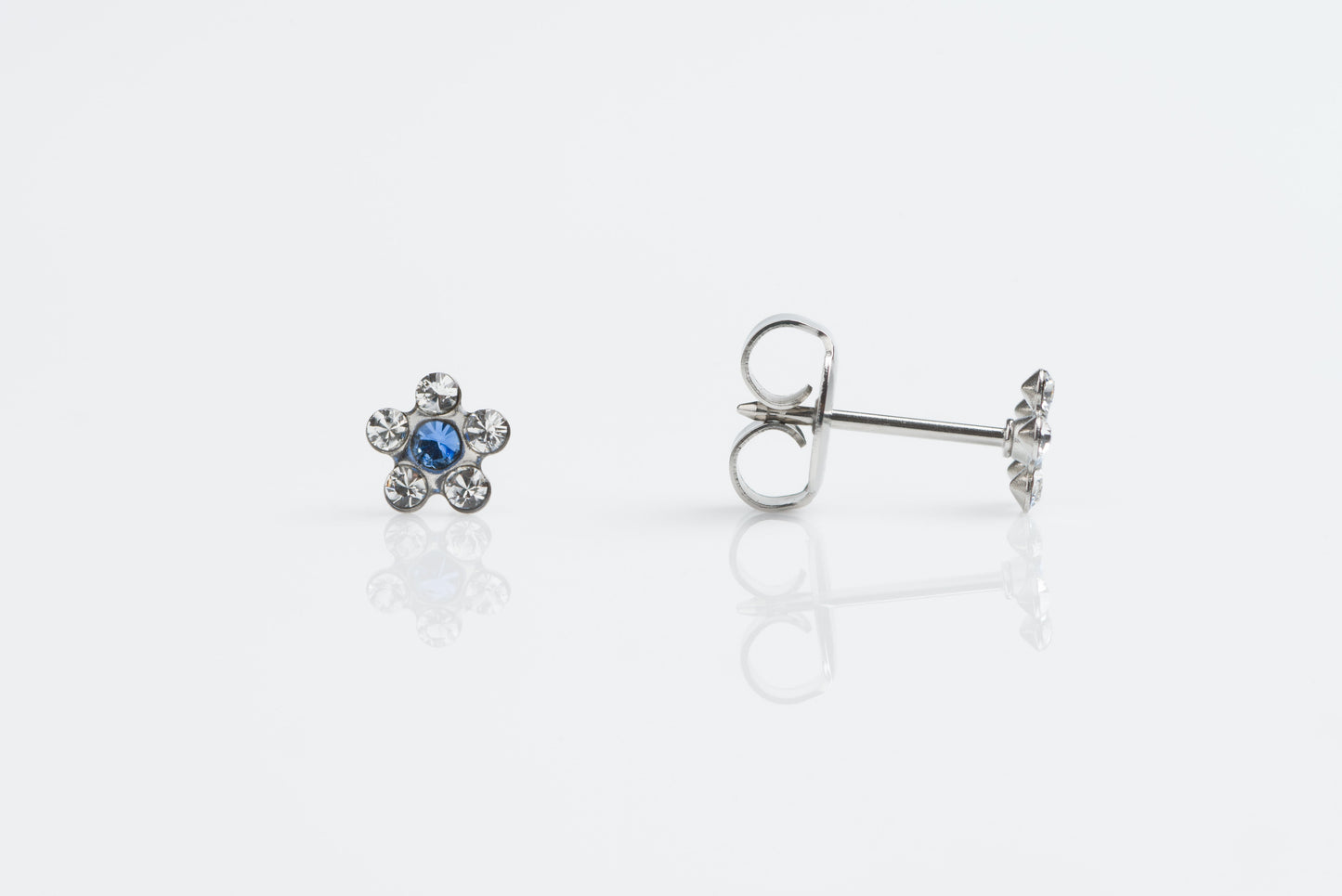 System 75™ Daisy Birthstone Piercing Studs - September Sapphire - Regular Post - Stainless Steel