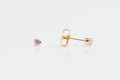 System 75™ Prong Set Pink Cubic Zirconia Piercing Studs - 14K Yellow Gold