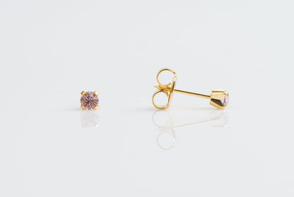 System 75™ Prong Set Birthstone Piercing Studs - 3mm - June Alexandrite Crystal - Gold Plated