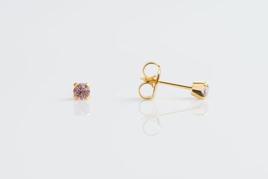 System 75™ Prong Set Birthstone Piercing Studs - 3mm - June Alexandrite Crystal - 14K Yellow Gold