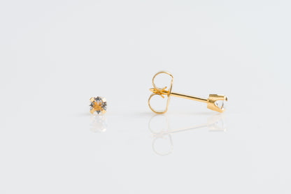 System 75™ Prong Set Birthstone Piercing Studs - 3mm - April Clear Crystal - 14K Yellow Gold