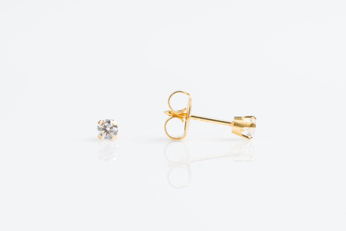 System 75™ Prong Set Cubic Zirconia Piercing Studs - 3mm - Regular Post - 14K Yellow Gold