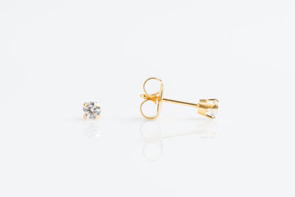 System 75™ Prong Set Cubic Zirconia Piercing Studs - 3mm - Regular Post - 14K Yellow Gold