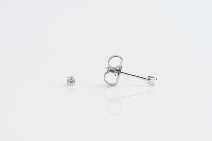 System 75™ Prong Set Cubic Zirconia Piercing Studs - 2mm - Regular Post - 18K White Gold