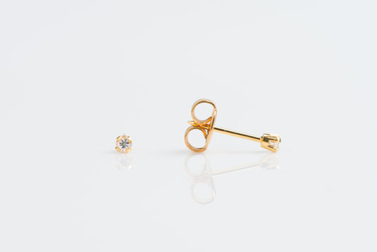 System 75™ Prong Set Cubic Zirconia Piercing Studs - 2mm - Regular Post - 18K Yellow Gold