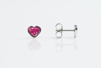 System 75™ Glitter Heart Piercing Studs - Stainless Steel - Pink