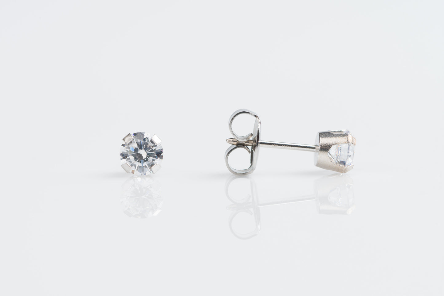 System 75™ Prong Set Cubic Zirconia Piercing Studs - 5mm - Regular Post - 14K White Gold