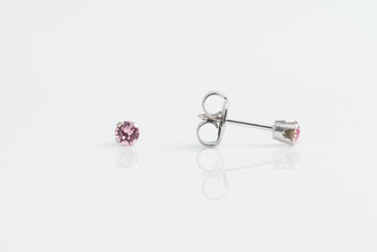 System 75™ Prong Set Birthstone Piercing Studs - 3mm - October Rose Crystal - Stainless Steel