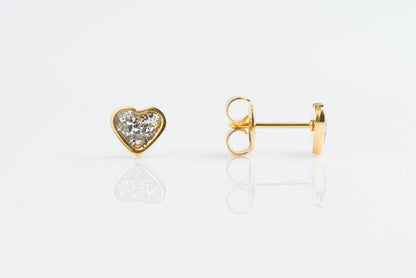 System 75™ Glitter Heart Piercing Studs - Gold Plated - Clear