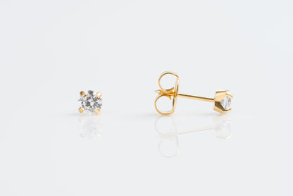 System 75™ Prong Set Cubic Zirconia Piercing Studs - 4mm - Regular Post - Gold Plated