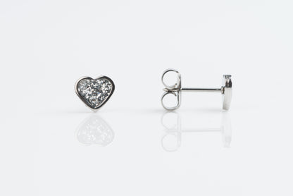 System 75™ Glitter Heart Piercing Studs - Stainless Steel - Clear